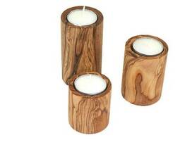 Tealight holder in a set of 3. Olive wood gift &wellness set.